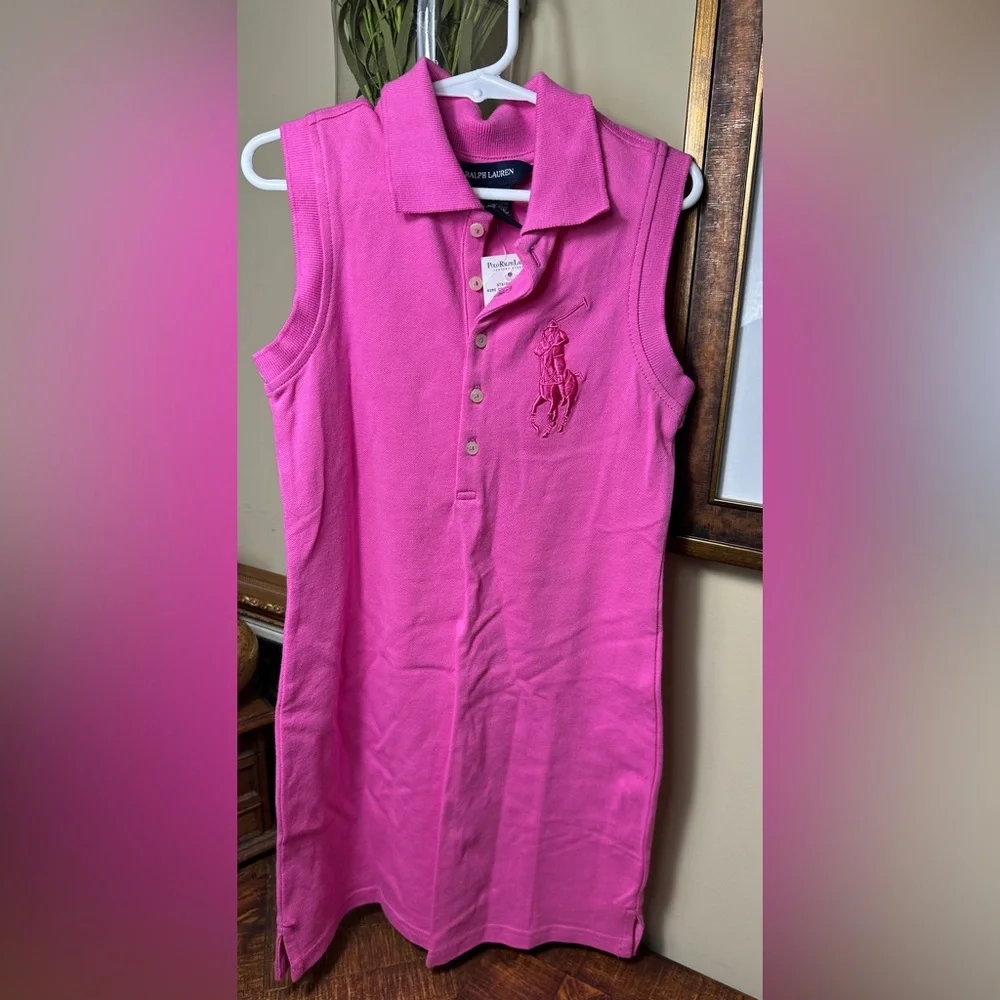 NWT Girls S (7) Big Pony Pink Dress, Embroidered‎ Logo